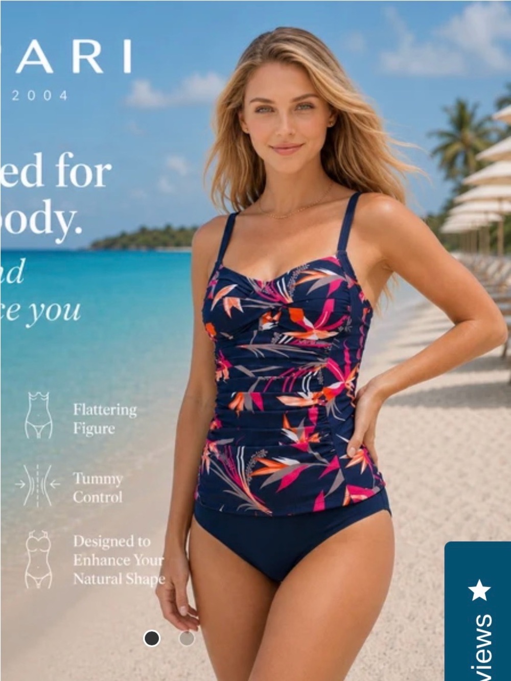 Hapari Navy Tropical Ruched One-Piece with Pink & Orange Print - Almafi Coast